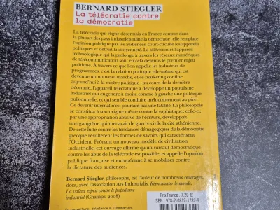 BERNARD STIEGLER La télécratie contre la démocratie